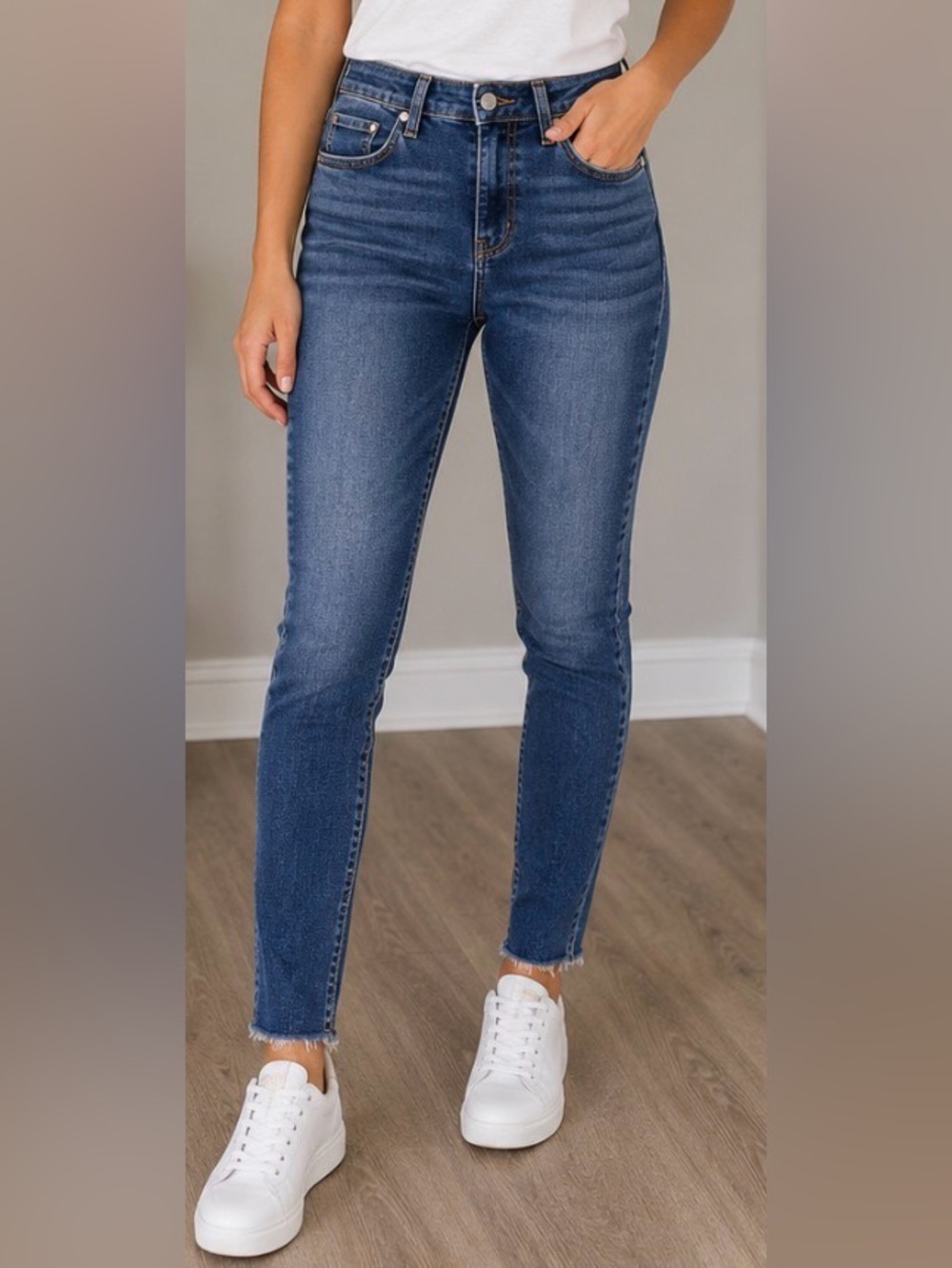 Rag & Bone Jeans High Rise Blue Skinny El Cut Hem Raw Fray Revolve Vintage Slim